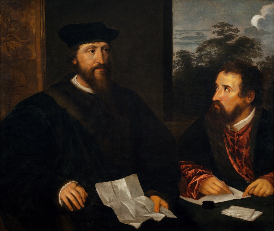 Double Portrait of Georges d'Armagnac, Bishop of Rodez, French Ambassador to Venice, and his Secretary Guillaume Philandrier. Copy after Titian (c.1488-1576)