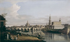 Dresden from the Right Bank of the Elbe, below the Augustus Bridge by Bernardo Bellotto