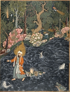 Elijah Rescuing Prince Nur ad-Dahr from Drowning in a River by Hamza ibn ‘Abd al-Muttalib