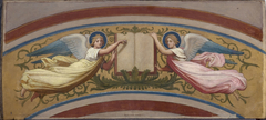 Esquisse pour l'église Saint-François-Xavier : Le livre des évangiles soutenu par deux Anges by Romain Cazes