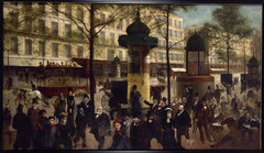 Esquisse pour un panorama du boulevard Montmartre animé des personnalités parisiennes contemporaines by André Gill