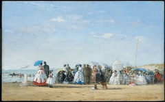 Fashionable Figures on the Beach by Eugène Louis Boudin