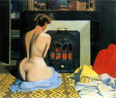 Femme nue devant une salamandre by Félix Vallotton