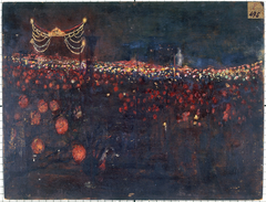 Fête de nuit, place de la Nation, à l'occasion de l'inauguration du monument à la République de Dalou, le 19 novembre 1899 by Victor Marec
