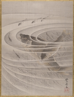 Fish in a Whirlpool by Kawanabe Kyōsai