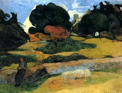 Girl Herding Pigs by Paul Gauguin