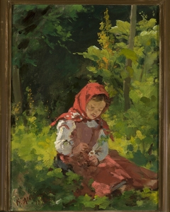 Girl in a forest by Kazimierz Alchimowicz