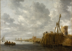 Harbor Scene with a Watchtower and Beacon by Jan van Goyen