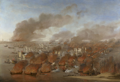 'Holmes's Bonfire', the burning of Dutch Merchant Ships between Terschelling and Vlieland, 19th August 1666 by Willem van de Velde the Elder