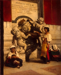 Holy Water Font by St Peter's Basilica in Rome by Léon Bonnat