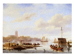 Houtvlot voor Dordrecht by Nicolaas Johannes Roosenboom