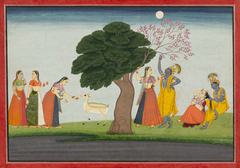 Illustration from a Bhagavata Purana Series, Book 10: Krishna and Radha Under a Tree