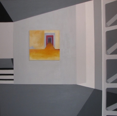 Interior, oil & acrylic on canvas, 100x100cm by Rania Anasotzi