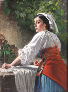 Italian girl by a fountain by Karl Bryullov