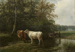 Koeien bij bomen en water by Jan Bedijs Tom