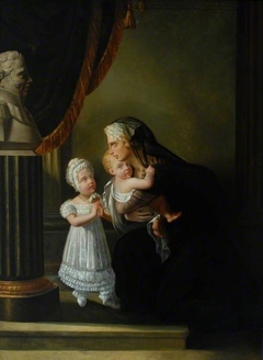La Duchesse de Berri and Her Two Children Praying before a Bust of Her Husband