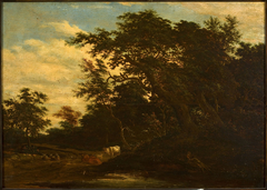 Landscape with a creek and cattle by Jacob Salomonsz van Ruysdael