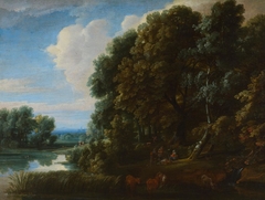 Landscape: Woodland with Lake and Figures