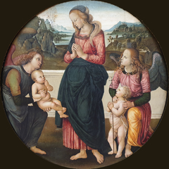 Madonna and Child with St. John the Baptist and two angels, Kat.Nr. 138 by Pietro Perugino
