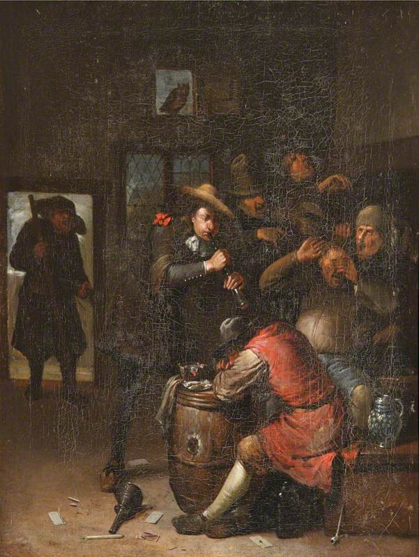 Men Carousing and a Man playing a Flute