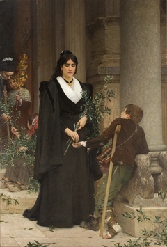Mireille faisant l'aumône à la sortie de Saint-Trophime by Pierre Auguste Cot