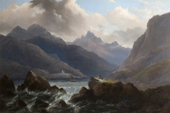 Mountainous Lake Scene by Edward Train