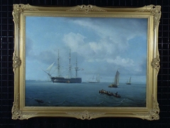 Nederlands linieschip op de rede van Veere by Petrus Paulus Schiedges