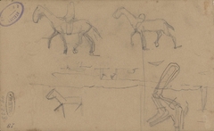 Paarden en een landschap met bebouwing by George Hendrik Breitner