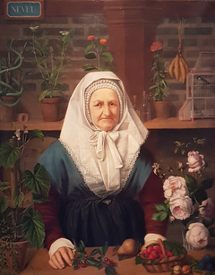Portrait de Madame Neveu, fleuriste et marchande de fruits by Pierre Jean Vallet