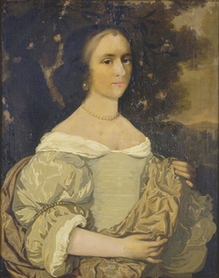 Portrait of a lady in a landscape, possibly Barbara Thiens by Pieter Nason