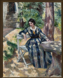 Portrait of Irena, artist’s wife, in the garden by Wojciech Weiss