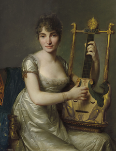 Portrait of Madame Larmoyer, three-quarter lenght, with a lyre-guitar