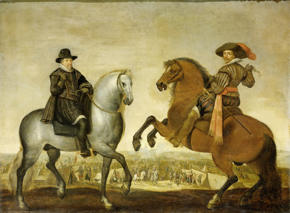 Princes Maurits and Frederik Hendrik on horseback