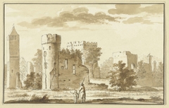 Ruïne van het kasteel Egmond, aan de zuidzijde by Abraham Rademaker
