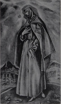 Saint Francis of Assisi standing in a landscape