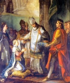 Saint Louis, âgé de douze ans, présenté par la Reine Blanche, sa mère, pour être sacré