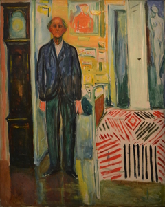 Self-Portrait. Between the Clock and the Bed by Edvard Munch