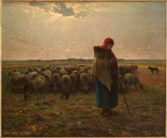 Shepherdess with Her Flock by Jean-François Millet