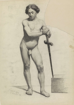 Staand mannelijk naakt, met zwaard by Pieter de Josselin de Jong