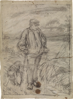 Staande boer en zijn hond op de akker, de benen nogmaals op afzonderlijk stuk papier by Thomas Simon Cool