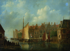 Stadsgezicht te Dordrecht by Frans Jacobus van den Blijk