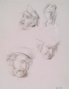 Studies Of Three Male Heads And One Hand by Sir William Allan - Sir William Allan - ABDAG003370 by William Allan