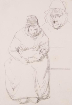 Study of a Woman Reading a Book and Study of a Head - John Phillip - ABDAG014484.188 by John Phillip