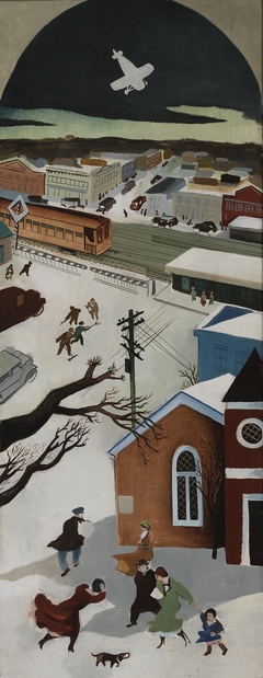 Suburban Post in Winter (mural study, Freeport New York Post Office) by William Gropper