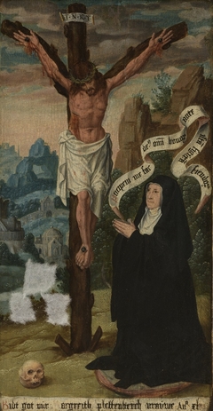 The crucifixion with Margaretha van Plettenberg by anonymous painter