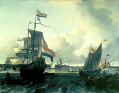 The Dutch Man-of-War "De Gouden Leeuw" on the River Y near Amsterdam