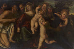 The Holy Family with Saints Jerome and Francis(?) by Domenico Campagnola