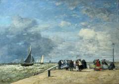 The Jetty at Trouville by Eugène Louis Boudin