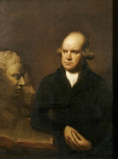 The Reverend Sir Herbert Croft, 5th Bt (1751-1816) with a Bust of Samuel Johnson by Lemuel Francis Abbott