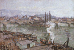 The Stone Bridge in Rouen, Dull Weather by Camille Pissarro